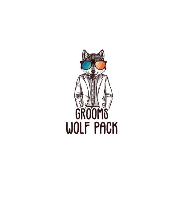 Grooms wolf pack model alb pe tricou