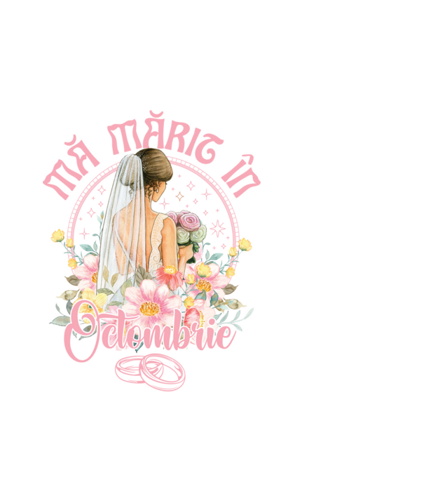 mă mărit - în octombrie model alb pe tricou