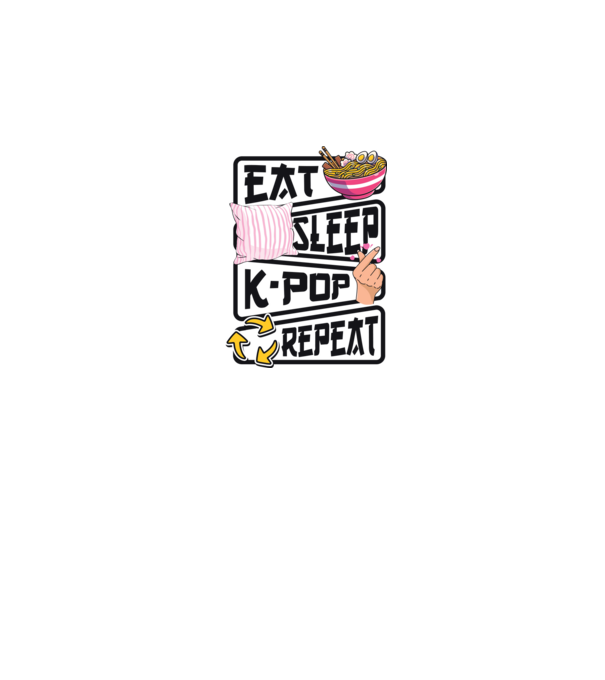 K-POP EAT SLEEP model alb pe tricou