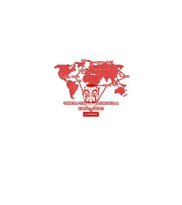 la casa de papel map model albastru jeanși pe tricou