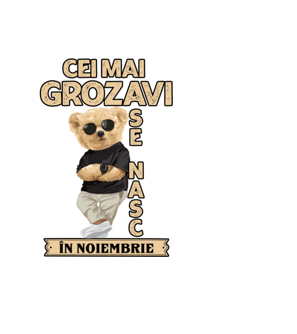 Teddy cel cool noiembrie model negru pe tricou
