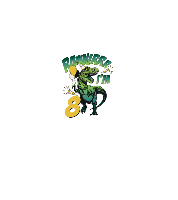 'Birthday Dinosaur rawww i''m 8' model alb pe tricou