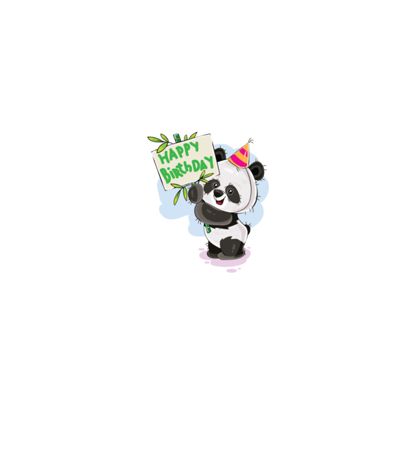 Zi de naștere panda model alb pe tricou