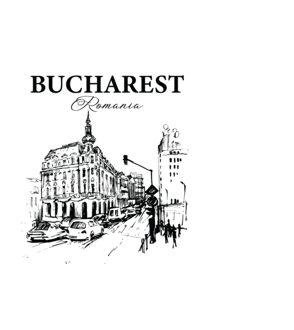 România Bucharest vintage model negru pe tricou