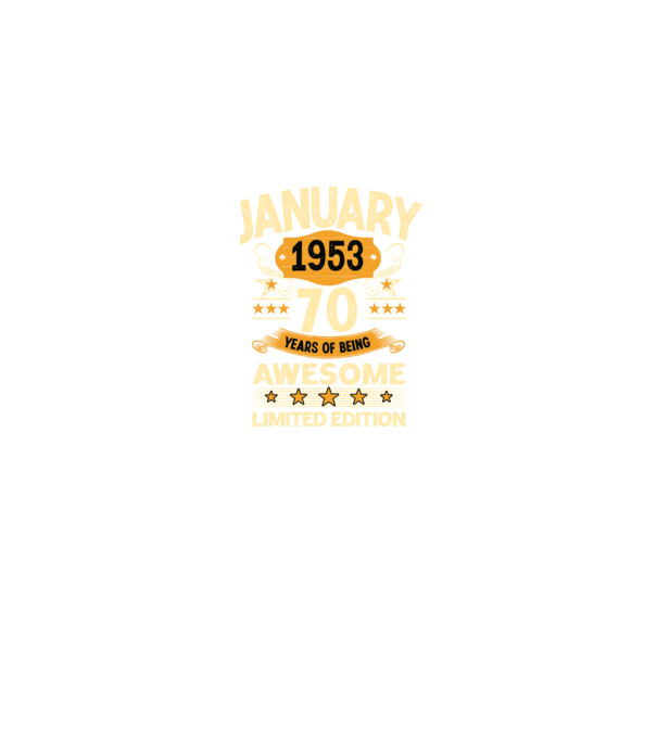 January 1953 70 years of being limited edition model albastru jeanși pe tricou
