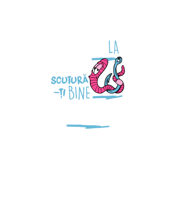 Secretul la pescuit scutură-ți bine viermele model negru pe tricou
