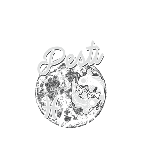 Zodiac bărbat PEȘTI retro model alb pe tricou