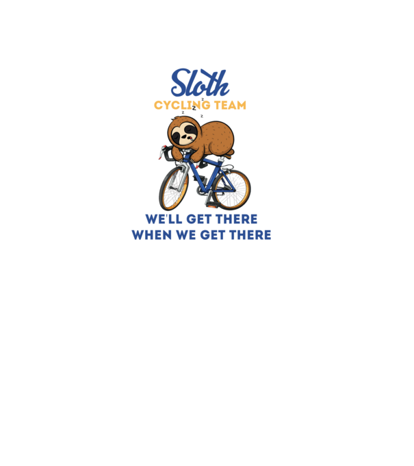 Sloth cycling team model alb pe tricou