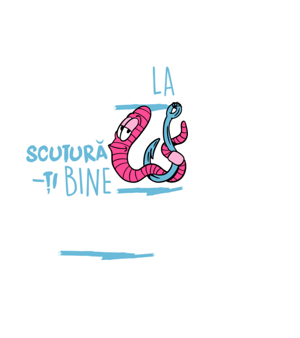 Secretul la pescuit scutură-ți bine viermele model negru pe tricou