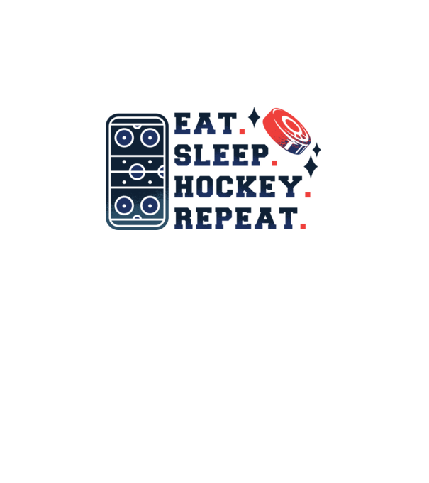 Eat Sleep Hockey Repeat model alb pe tricou