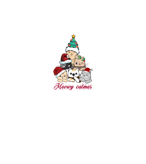 Meowy catmas model alb pe tricou