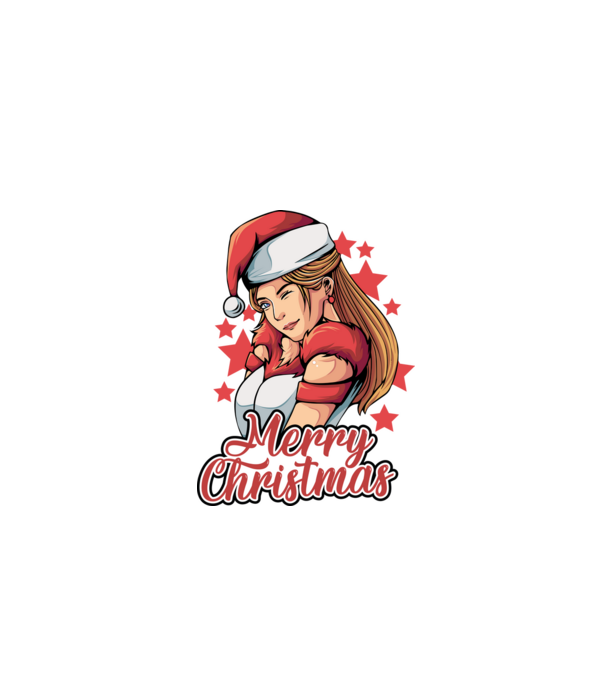 Merry christmas santa girl model negru pe tricou
