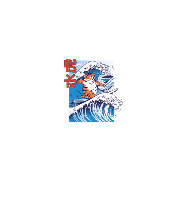 Chubby Surfer Tiger model negru pe tricou
