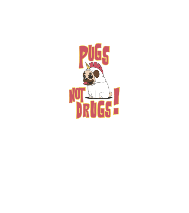 Pugs not drugs model negru pe tricou