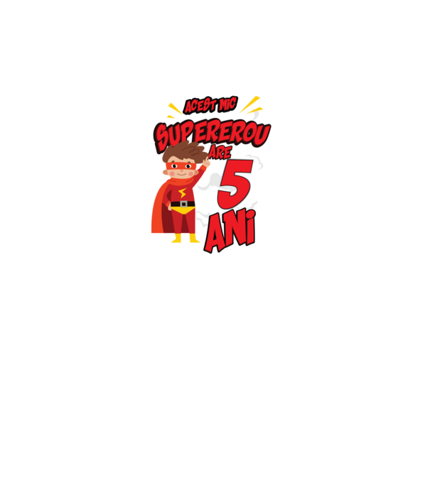 Acest mic supererou are 5 ani model turcoaz pe tricou