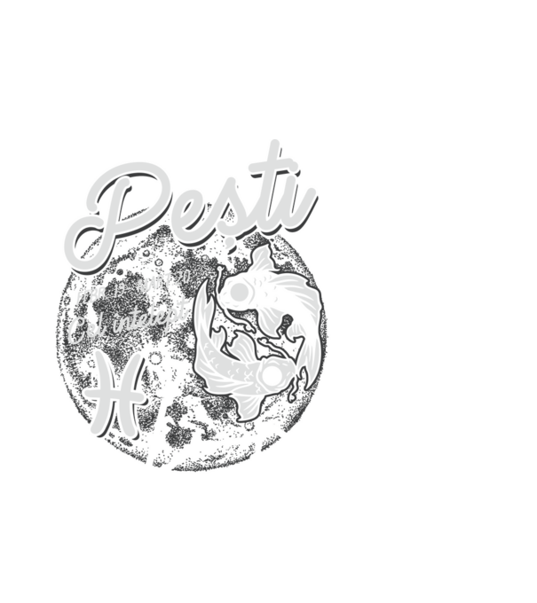 Zodiac bărbat PEȘTI retro model alb pe tricou