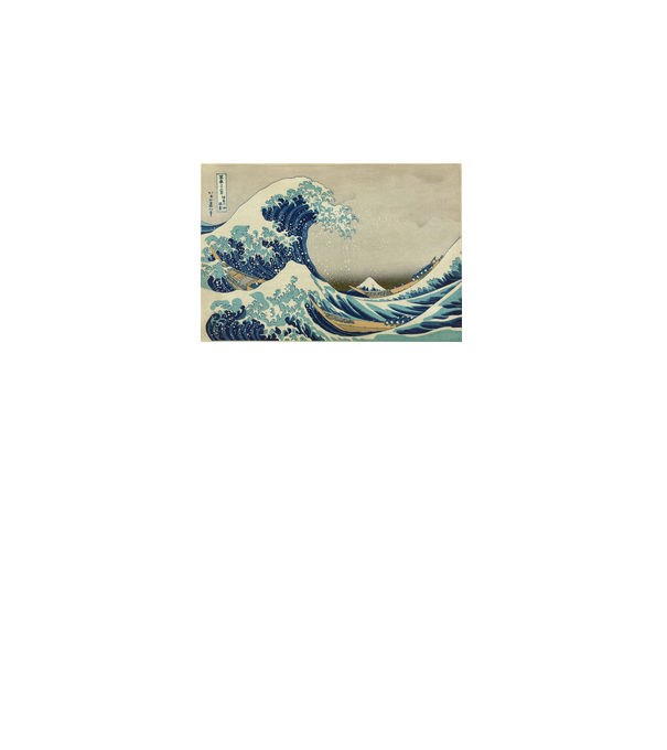 Great Wave of Kanagawa mască model alb pe tricou