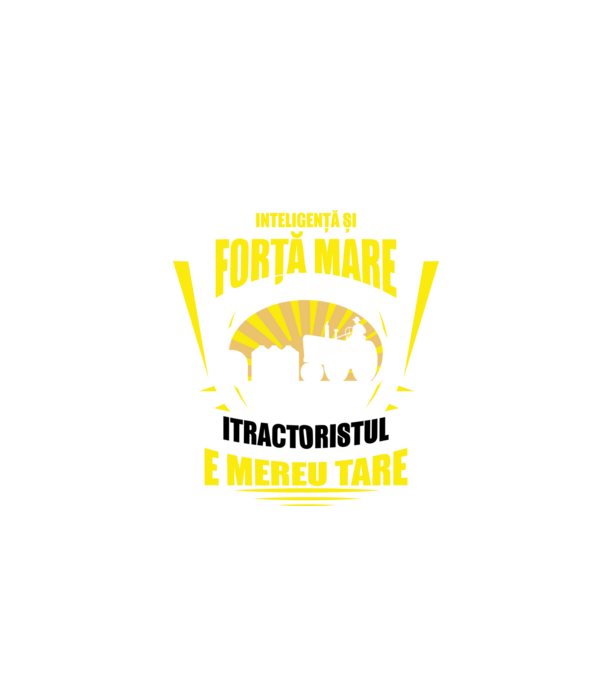 Inteligență și forță mare, tractoristul e mereu tare model negru pe tricou