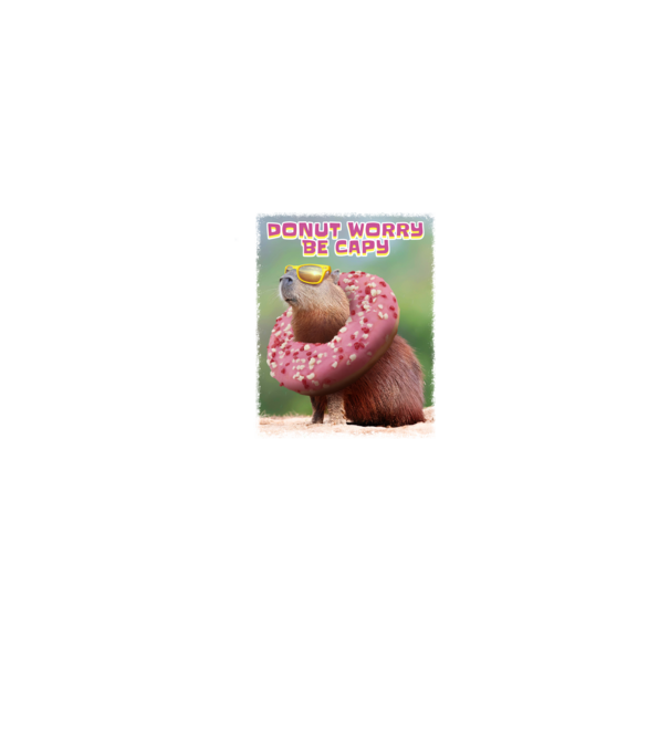 Capybara Donut worry be capy model alb pe tricou