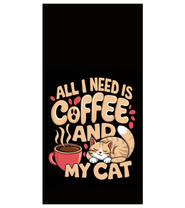 All i need is coffe and my cat model alb pe tricou