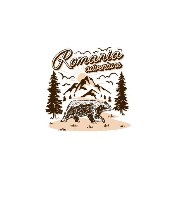 Romania bear adventure model alb pe tricou