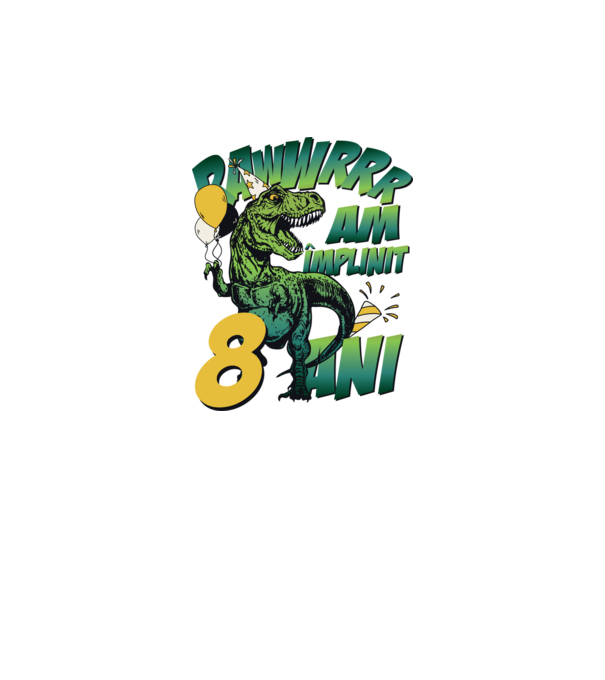 Rawr Am împlinit 8 ani model alb pe tricou
