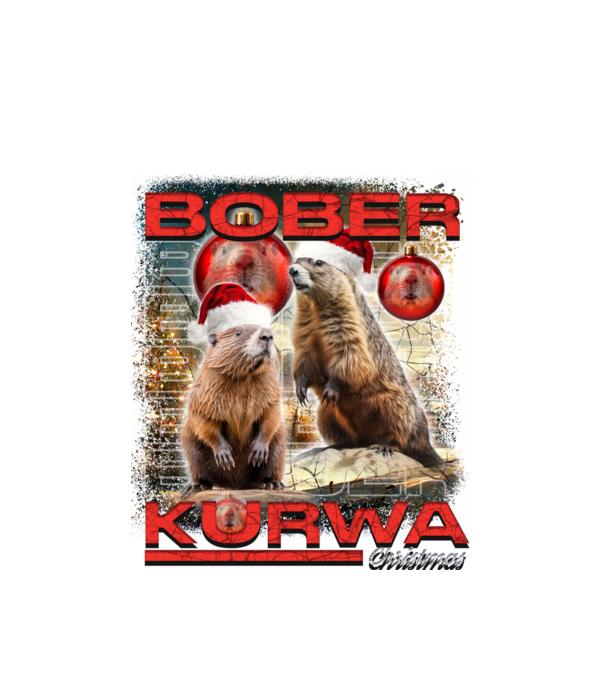 Bober kurwa christmas universe model alb pe tricou