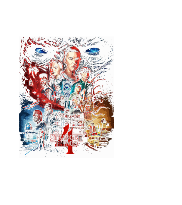 stranger things poster model negru pe tricou