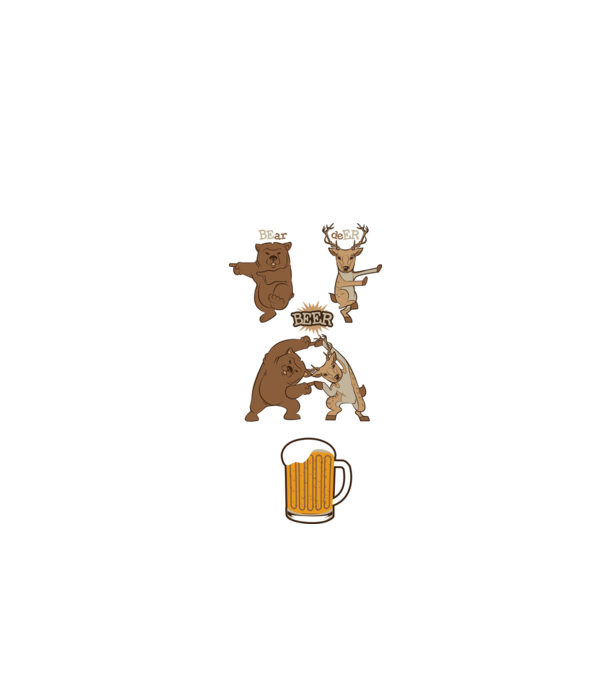 Bear deer beer model alb pe tricou