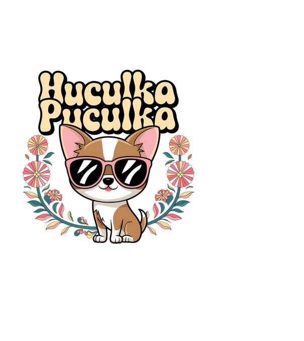 Huculka Puculka câine 1 model alb pe tricou