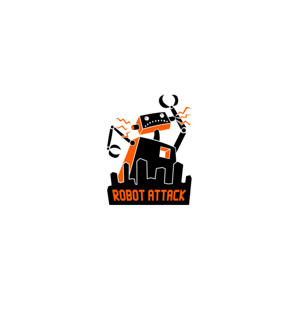 Robot Attack model alb pe tricou