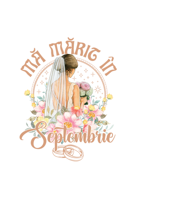 mă mărit - în septembrie model albastru deschis pe tricou