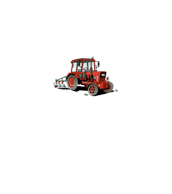 TRACTOR model alb pe tricou