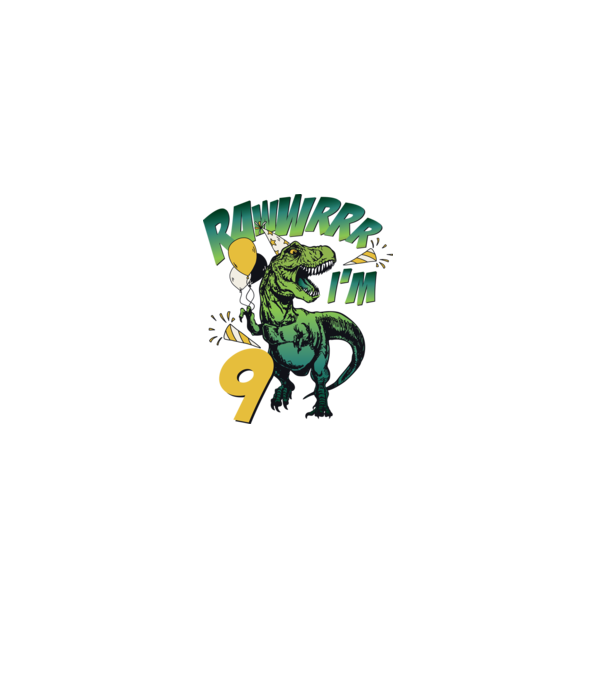 'Birthday Dinosaur rawww i''m 9' model alb pe tricou