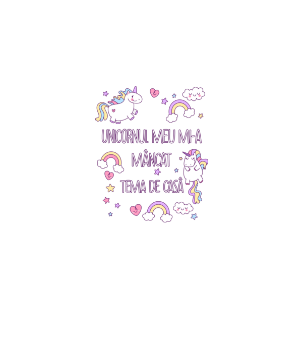 Unicornul meu mi-a mâncat tema de casă model gri pe tricou