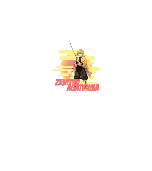 Demon Slayer Zenitsu model alb pe tricou