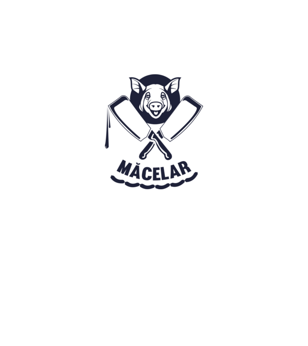 măcelar model alb pe tricou