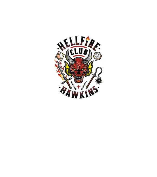 hellfire club hawkins model alb pe tricou