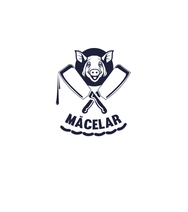 măcelar model alb pe tricou