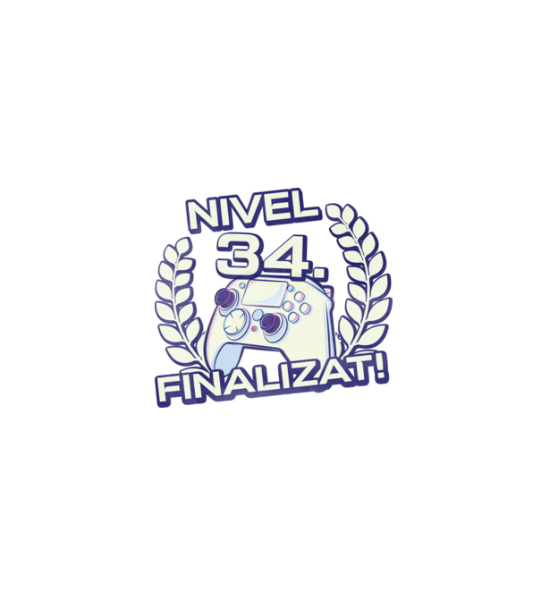 Nivel 34 finalizat! model negru pe tricou
