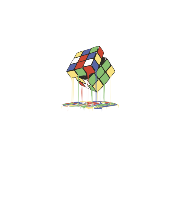 Melting Rubik cube model negru pe tricou
