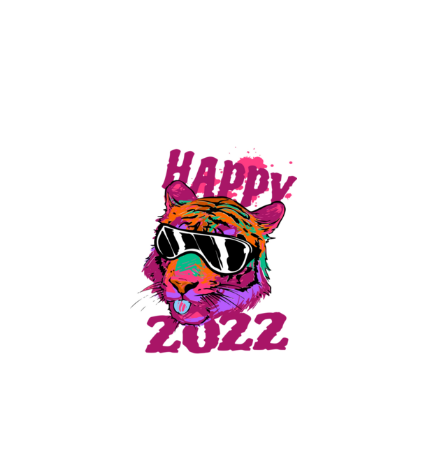 Happy 2022 tiger model alb pe tricou