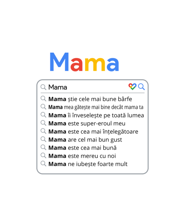 căutare Google Mama model alb pe tricou
