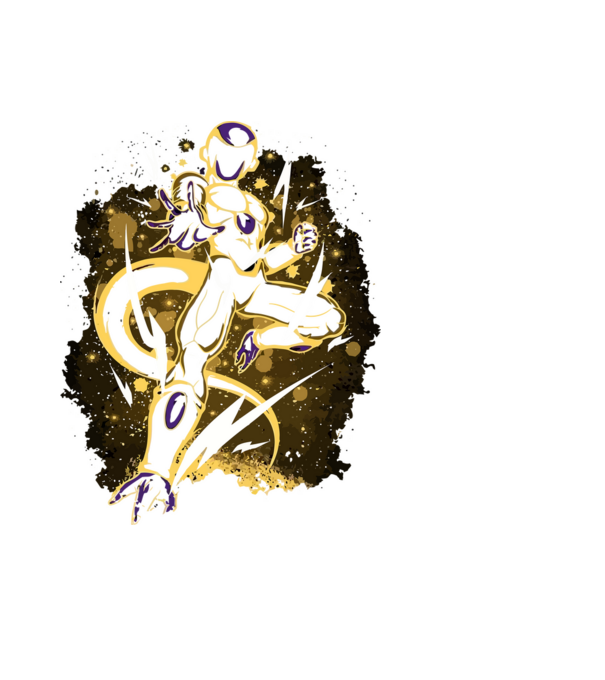 golden freeza dragonball model negru pe tricou