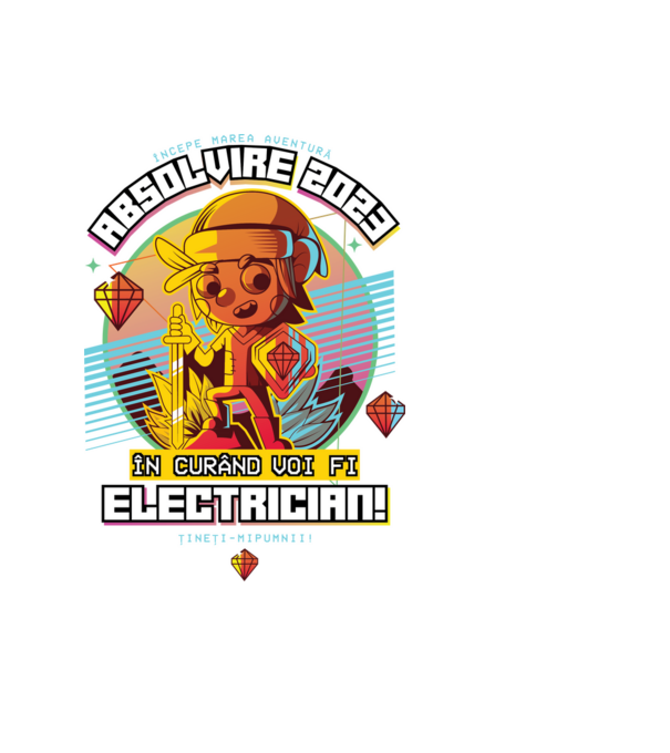 absolvire 2023 electrician model negru pe tricou