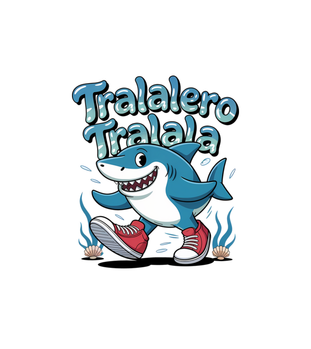 Tralalero Tralala drăguț model alb pe tricou