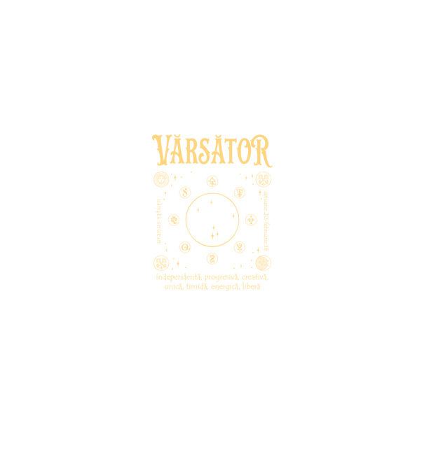 Zodiac femeie VĂRSĂTOR golden model negru pe tricou