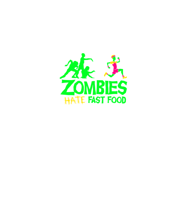 Zombies Hate Fast Food model negru pe tricou