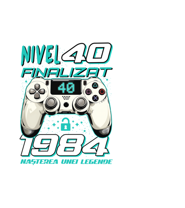 Nivel finalizat 40 1985 model alb pe tricou