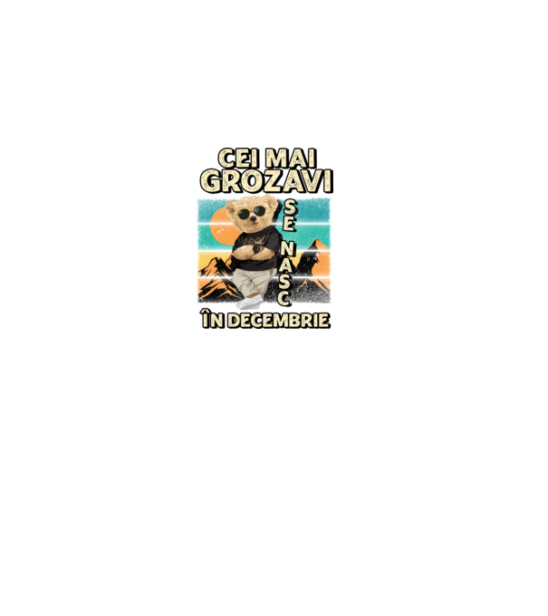 RETRO teddy DECEMBRIE model negru pe tricou